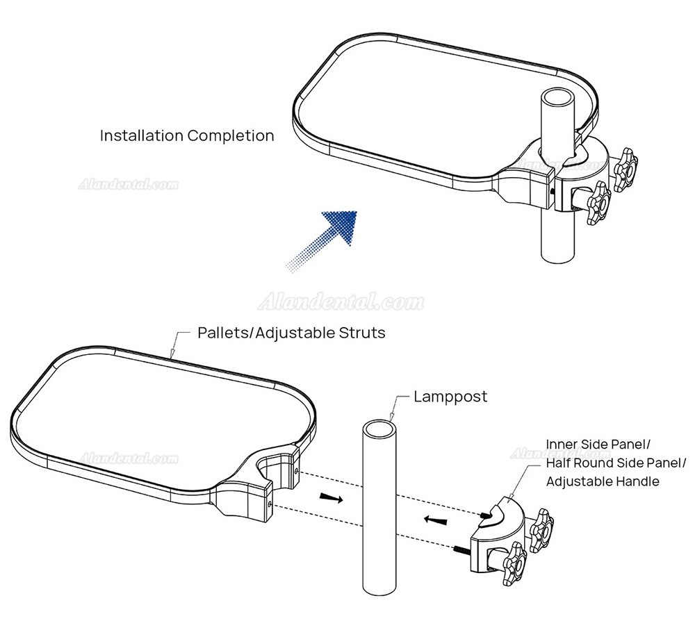 Dental Plastic Tray Table For Dental Chair Mounted